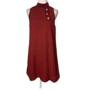 NWT Camilyn Beth Size 6 Burgundy Mock Neck Sleeveless Button Detail Jude Dress